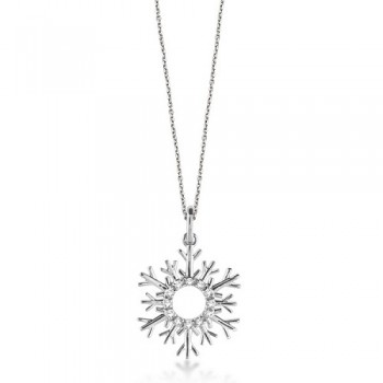 Snowflake Diamond Pendant Necklace 14k White Gold (0.10ct)