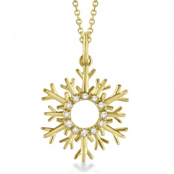 Snowflake Diamond Pendant Necklace 14k Yellow Gold (0.10ct)