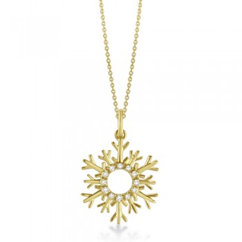 Snowflake Diamond Pendant Necklace 14k Yellow Gold (0.10ct)