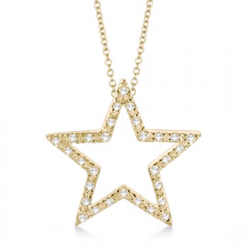 Star Shaped Diamond Pendant Necklace 14k Yellow Gold (0.10ct)
