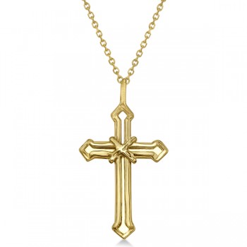 Gold Cross Necklace 14K Yellow Gold Open Christian Cross Men/Women