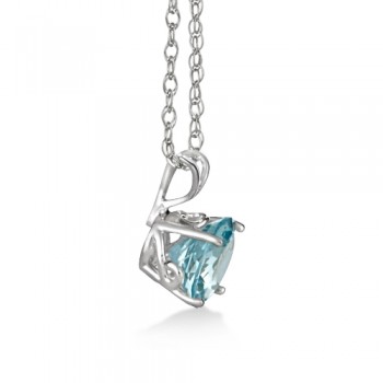 Antique Art Deco Aquamarine Pendant Necklace 14k White Gold (1.25ct)