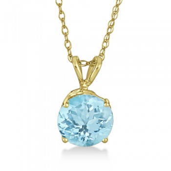 Antique Art Deco Aquamarine Pendant Necklace 14k Yellow Gold (1.25ct)