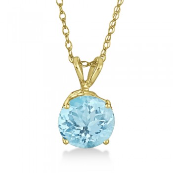 Antique Art Deco Aquamarine Pendant Necklace 14k Yellow Gold (1.25ct)