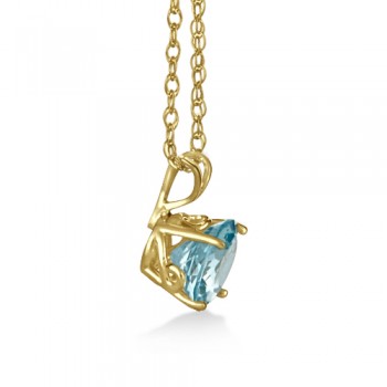 Antique Art Deco Aquamarine Pendant Necklace 14k Yellow Gold (1.25ct)