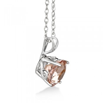 Antique Art Deco Morganite Pendant Necklace 14k White Gold (1.25ct)