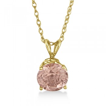 Antique Art Deco Morganite Pendant Necklace 14k Yellow Gold (1.25ct)