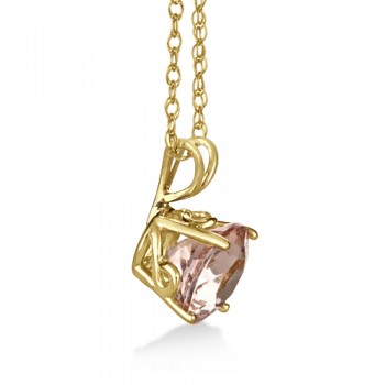 Antique Art Deco Morganite Pendant Necklace 14k Yellow Gold (1.25ct)