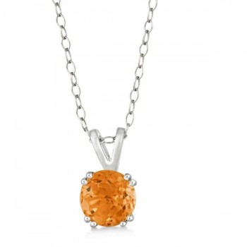 Round Citrine Solitaire Pendant Necklace Sterling Silver (1.30ct)