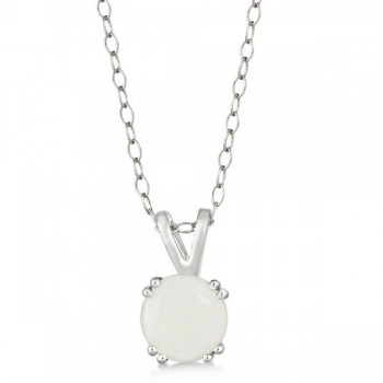 Round Opal Solitaire Pendant Necklace Sterling Silver (0.80ct)