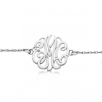 Personalized Initial Monogram Chain Bracelet in 14k White Gold