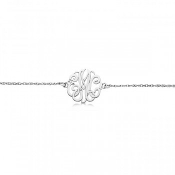 Personalized Initial Monogram Chain Bracelet in 14k White Gold