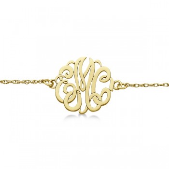 Personalized Initial Monogram Chain Bracelet in 14k Yellow Gold