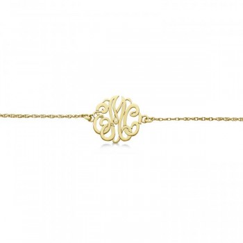 Personalized Initial Monogram Chain Bracelet in 14k Yellow Gold