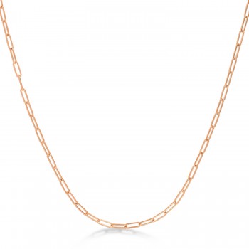 Small Paperclip Link Chain Necklace 14k Rose Gold (2.1mm)