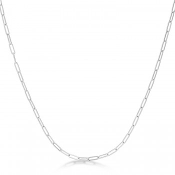 Small Paperclip Link Chain Necklace 14k White Gold (2.1mm)