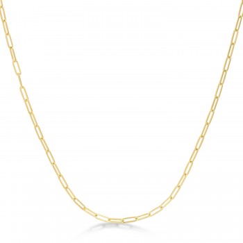 Small Paperclip Link Chain Necklace 14k Yellow Gold (2.1mm)