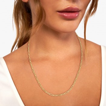 Small Paperclip Link Chain Necklace 14k Yellow Gold (2.1mm)