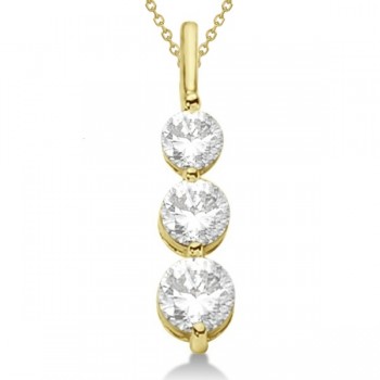 Three-Stone Graduated Diamond Pendant Necklace 14k Yellow Gold (0.75ct)