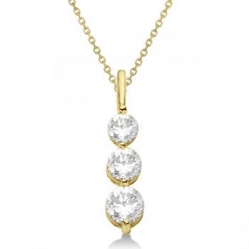 Three-Stone Graduated Diamond Pendant Necklace 14k Yellow Gold (0.75ct)