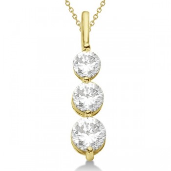 Three-Stone Graduated Diamond Pendant Necklace 14K Yellow Gold (1.05ct)