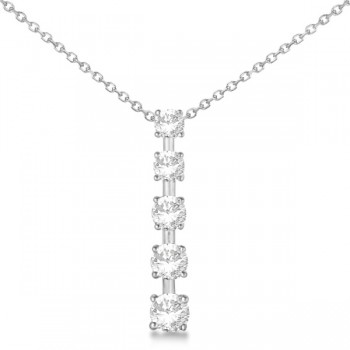 Lab Grown Diamond Journey Pendant with 5 Round Lab Grown Diamonds 14K White Gold 1.00ct