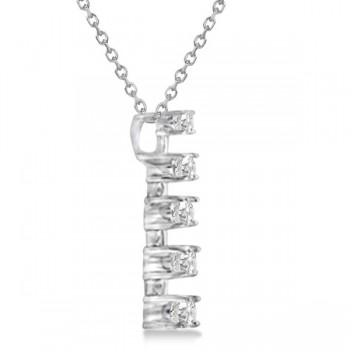 Lab Grown Diamond Journey Pendant with 5 Round Lab Grown Diamonds 14K White Gold 1.00ct