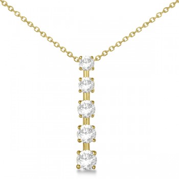 Lab Grown Diamond Journey Pendant with 5 Round Lab Grown Diamonds 14K Yellow Gold 1.00ct