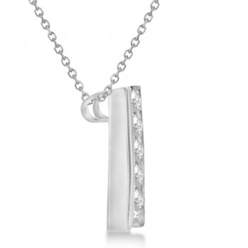 Channel Set Graduated Diamond Journey Necklace 14K White Gold 1.05ct