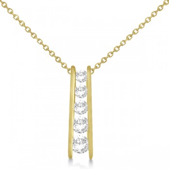 Channel Set Graduated Diamond Journey Necklace 14K Yellow Gold 1.05ct