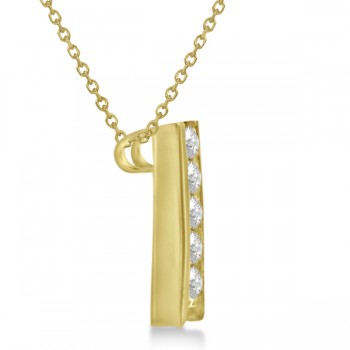 Channel Set Graduated Diamond Journey Necklace 14K Yellow Gold 1.05ct