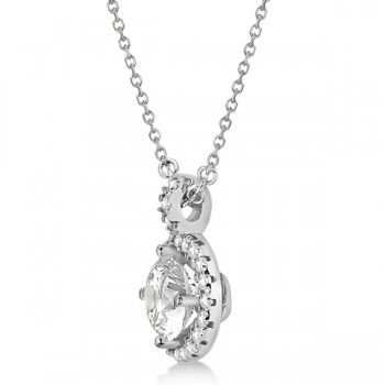 Diamond Halo Pendant Necklace Round Solitaire 14k White Gold (2.50ct)
