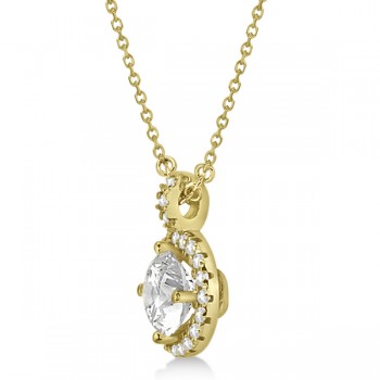 Diamond Halo Pendant Necklace Round Solitaire 14k Yellow Gold (2.50ct)