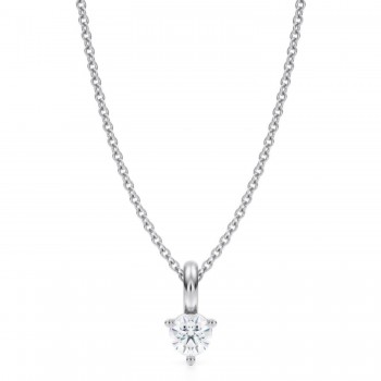 Lab Diamond 3-Prong Pendant Necklace in Platinum (0.25ct)