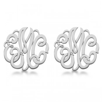 Personalized Monogram Post-Back Stud Earrings in Sterling Silver