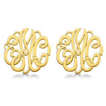 Personalized Monogram Post-Back Stud Earrings in 14k Yellow Gold
