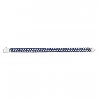 Men's Blue Cord Bracelet in Sterlling Silver