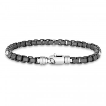 Men's Gunmetal Box Link Bracelet in Sterling Silver