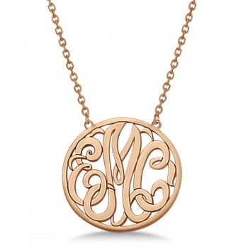 Custom Initial Circle Monogram Pendant Necklace in 14k Rose Gold