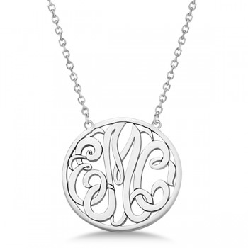 Custom Initial Circle Monogram Pendant Necklace in Sterling Silver