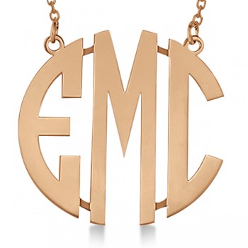 Bold-Face Custom Initial Monogram Pendant Necklace in 14k Rose Gold
