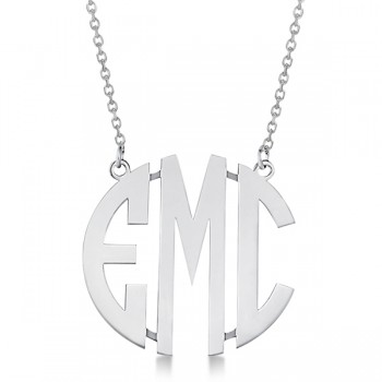 Bold-Face Custom Initial Monogram Pendant Necklace in 14k White Gold