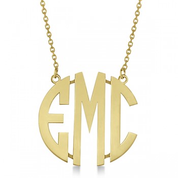 Bold-Face Custom Initial Monogram Pendant Necklace in 14k Yellow Gold