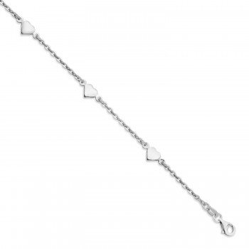 Heart Station Anklet in Sterling Silver