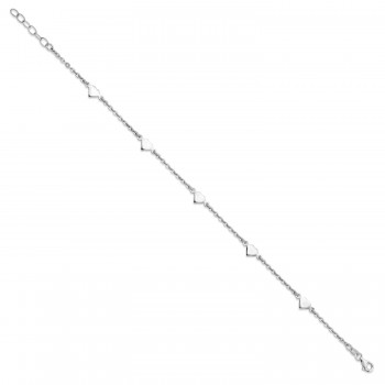 Heart Station Anklet in Sterling Silver