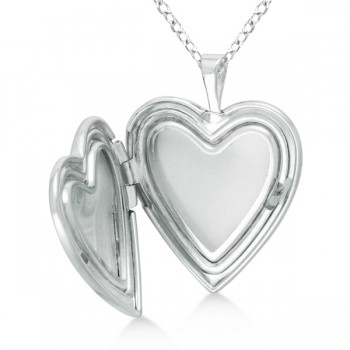 Sterling Silver Split Heart-Shape Diamond Locket Necklace (0.01ct)