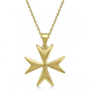 Maltese Cross Pendant for Men or Women Crafted from 14K Yellow Gold