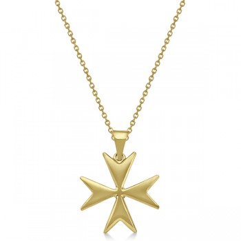 Maltese Cross Pendant for Men or Women Crafted from 14K Yellow Gold