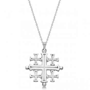 Crusaders' Jerusalem Cross Pendant for Men or Women in 14k White Gold