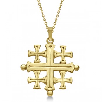 Crusaders' Jerusalem Cross Pendant for Men or Women in 14k Yellow Gold